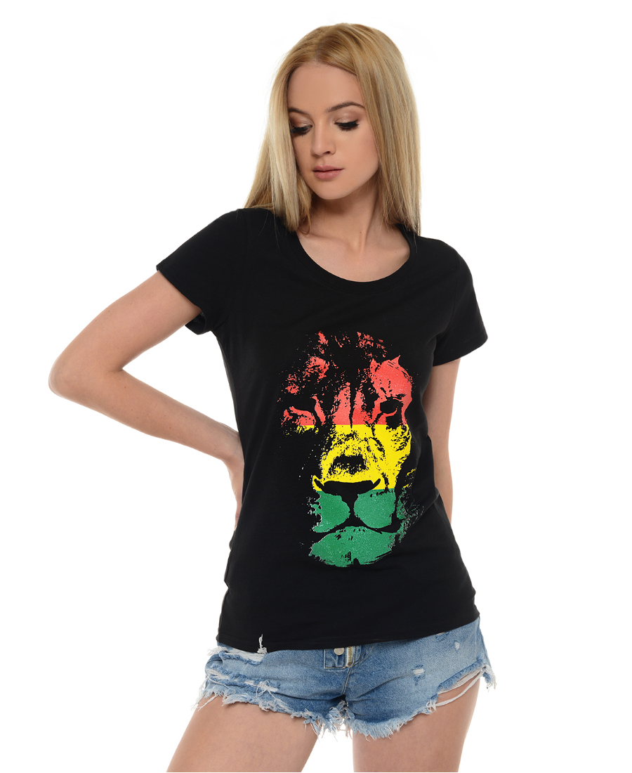 KOSZULKA CZARNA RASTA LION